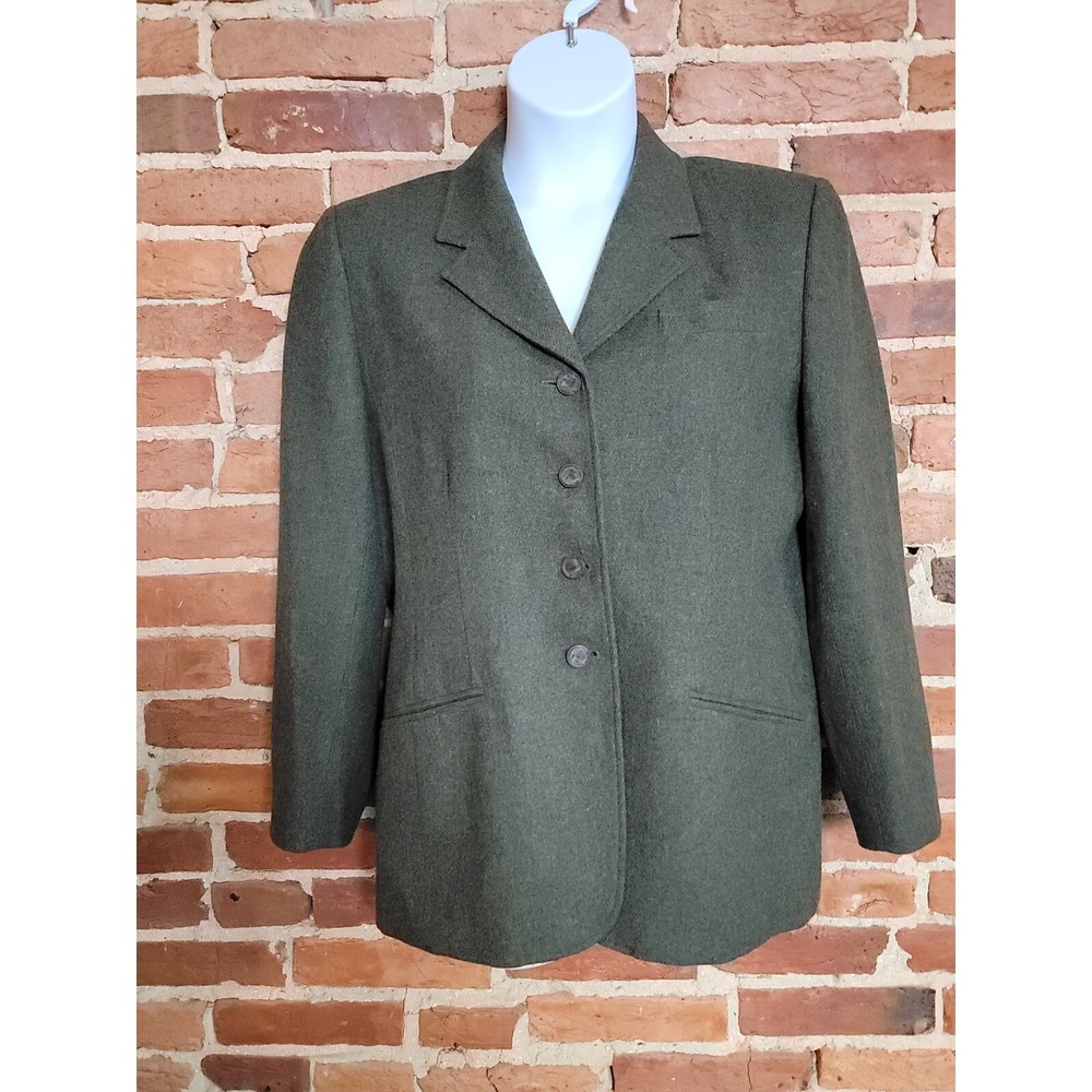Pendleton Blazer Jacket Women's 14 Olive Virgin Wool Single Breasted Notch Lapel